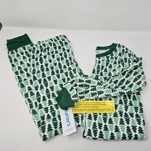 Carter's Forest Green and White Kids Pajama Set